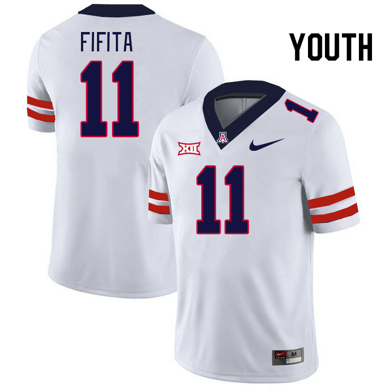 Youth #11 Noah Fifita Arizona Wildcats Big 12 Conference College Football Jerseys Stitched-White